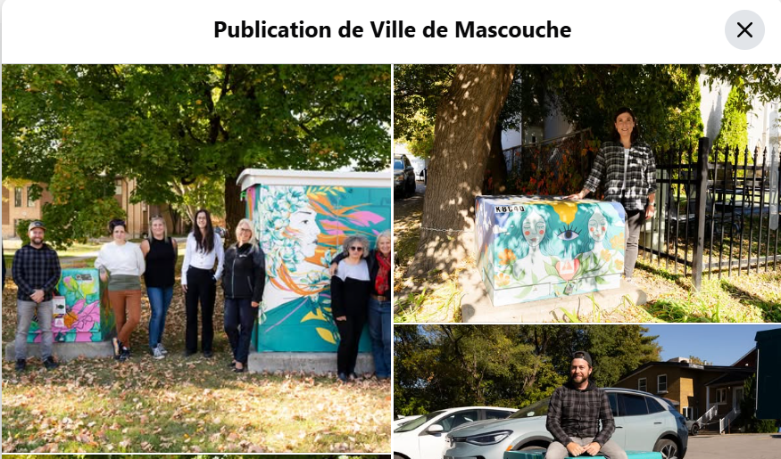 Mise en valeur dans les communications municipales – publication présentant mon travail artistique.