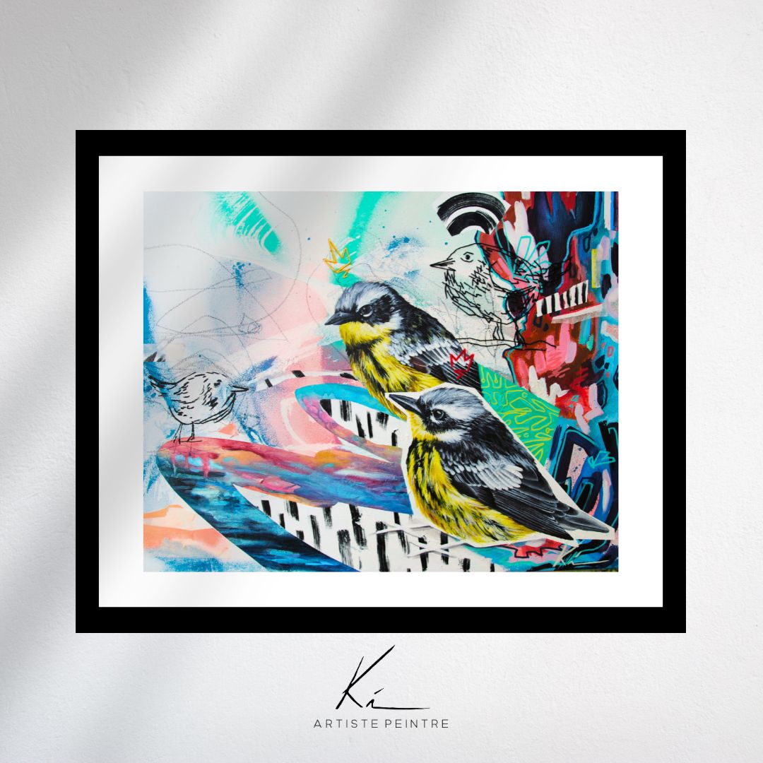 Petit Soleil – Art Print en Édition Limitée | Parulines et fond coloré en aérosol