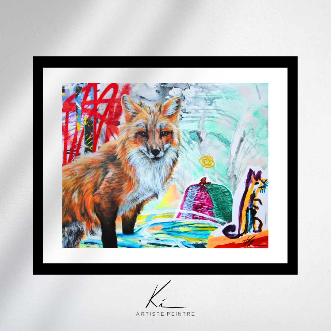 Ruse – Art Print en Édition Limitée | Renard sur fond urbain et naïf