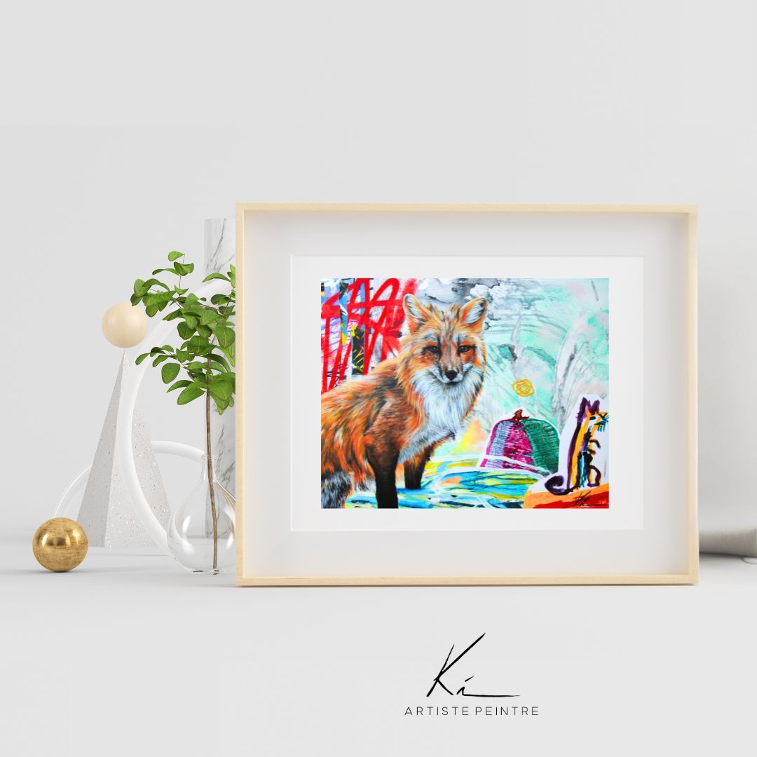 Ruse – Art Print en Édition Limitée | Renard sur fond urbain et naïf