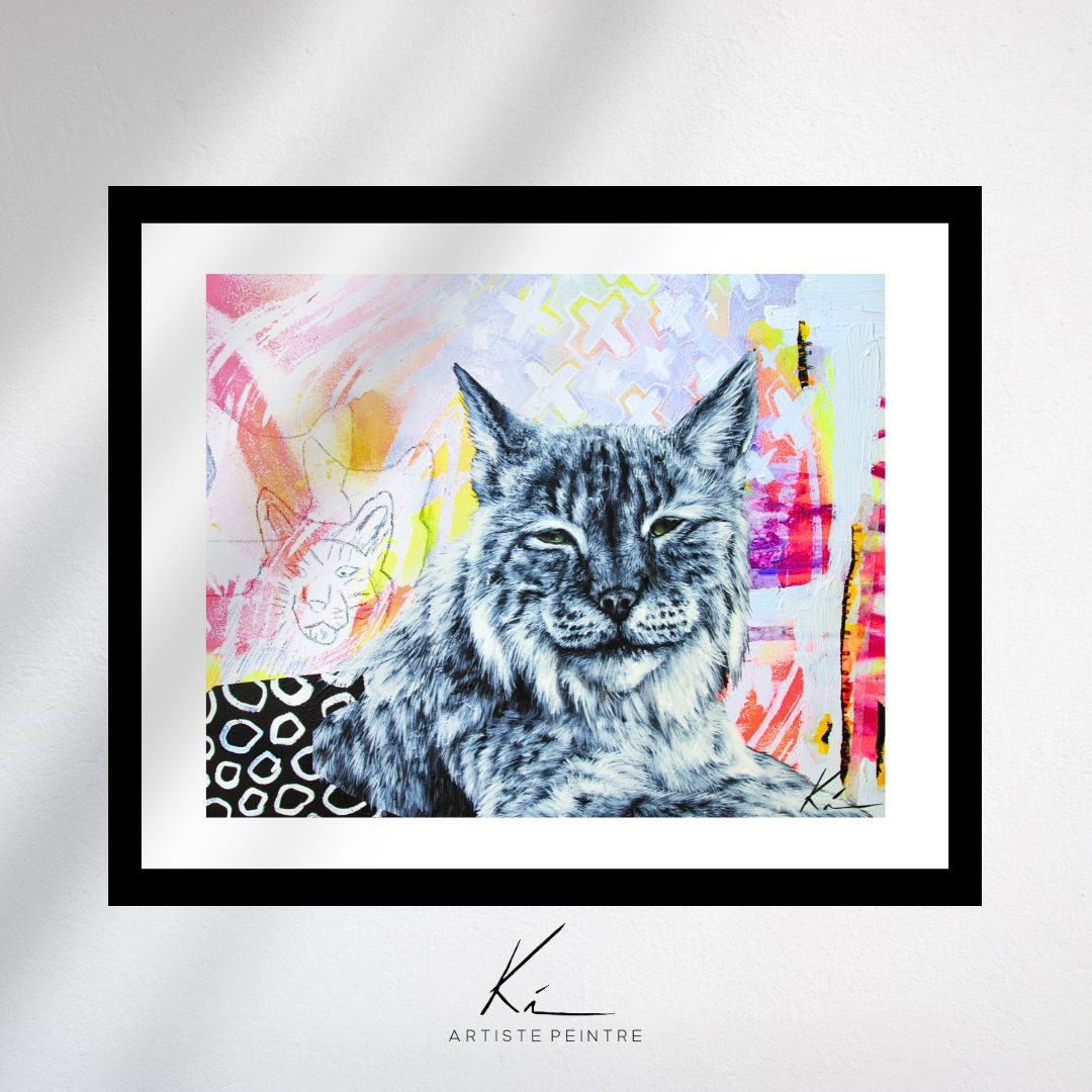 Détente – Art Print en Édition Limitée | Lynx sur fond éclaté