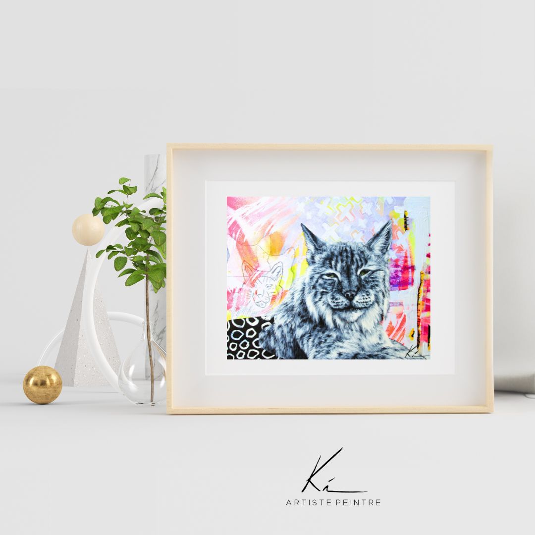 Détente – Art Print en Édition Limitée | Lynx sur fond éclaté
