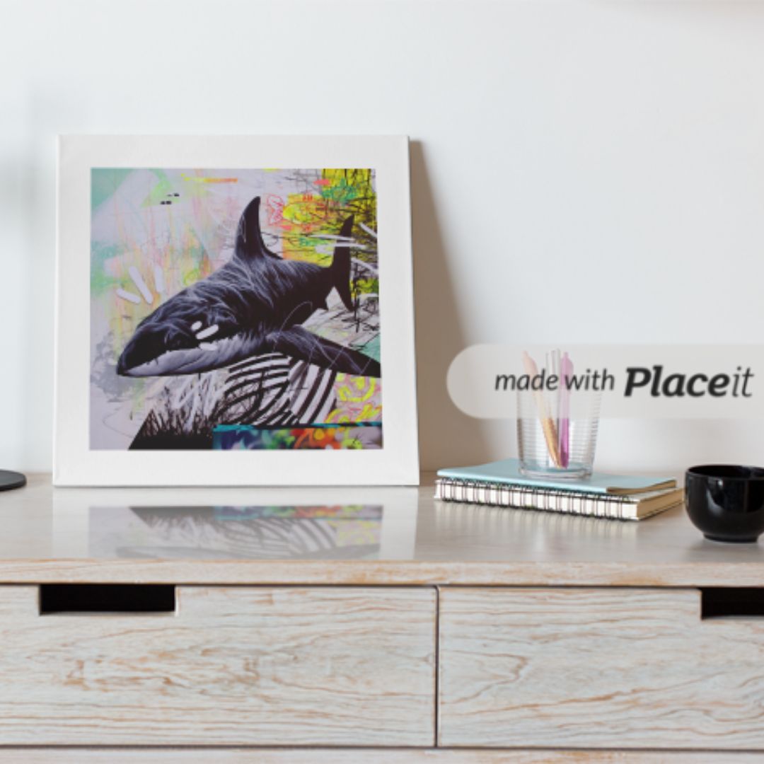illustrttion d'une requin encadré sur bureau