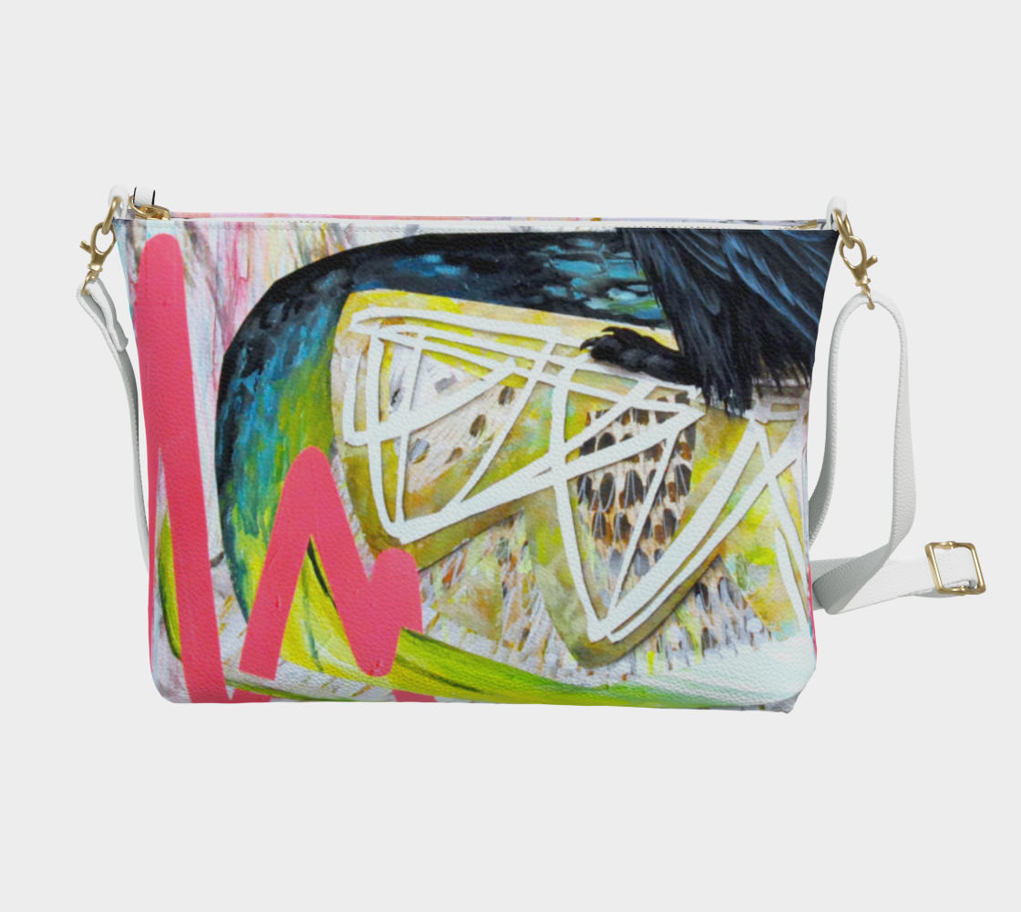 Sac Bandoulière Ajustable en Cuir Vegan - CORBEAU
